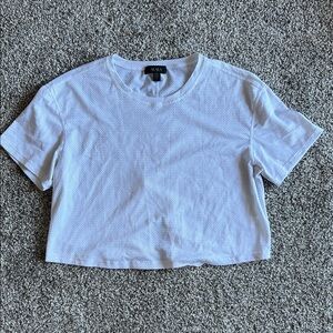 Alala White Cropped Mesh Tie Back Tee